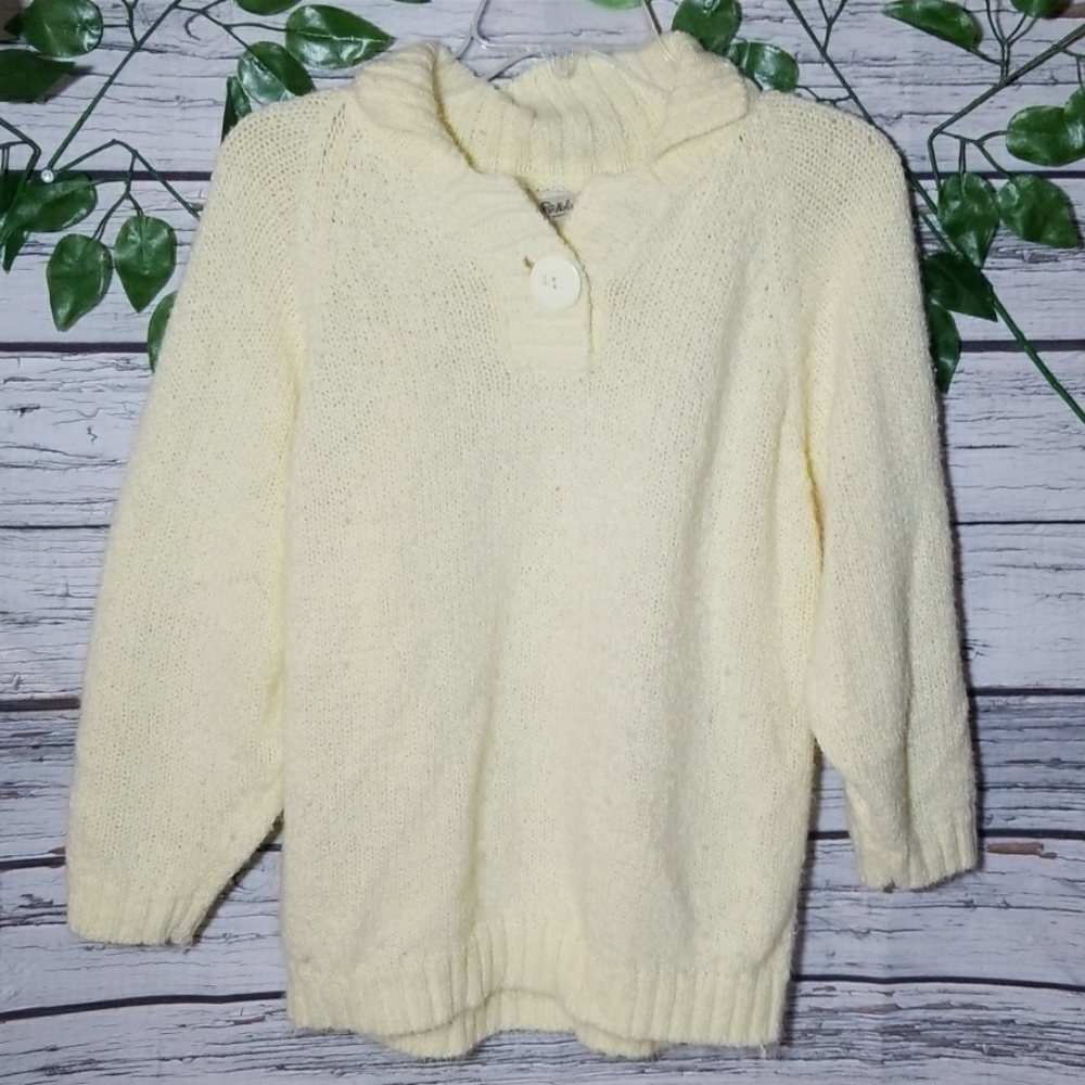 Diane Von Furstenberg high collar cream knit sweater Medium